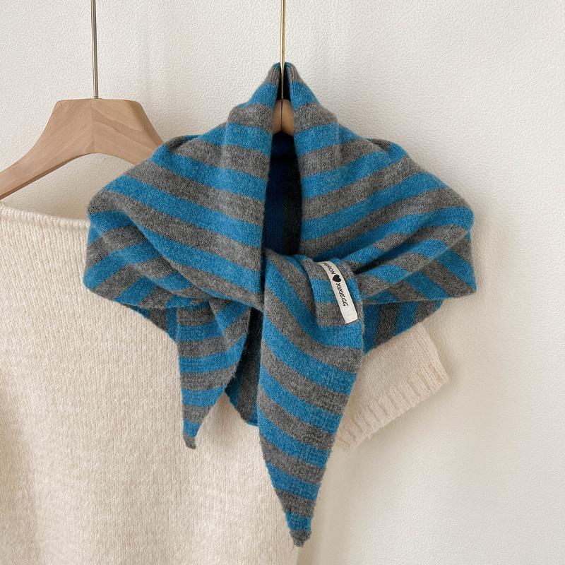 

Корейський стиль Смугастий Однотонний Вовняний В язаний Трикутний Маленький Шарф Шаль Хустка На Голову В язана Хустка Багатофункціональний Теплий Шарф A5