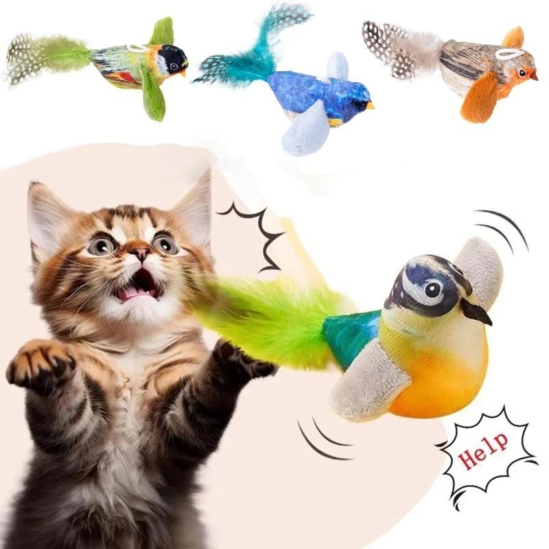 Simulation Bird Cat Toys Cats Interactive Cat Toy Realistic Bird Sound Cat Toy Plush Cat Toy Catnip Cat Toy for Cats Kitten Toy
