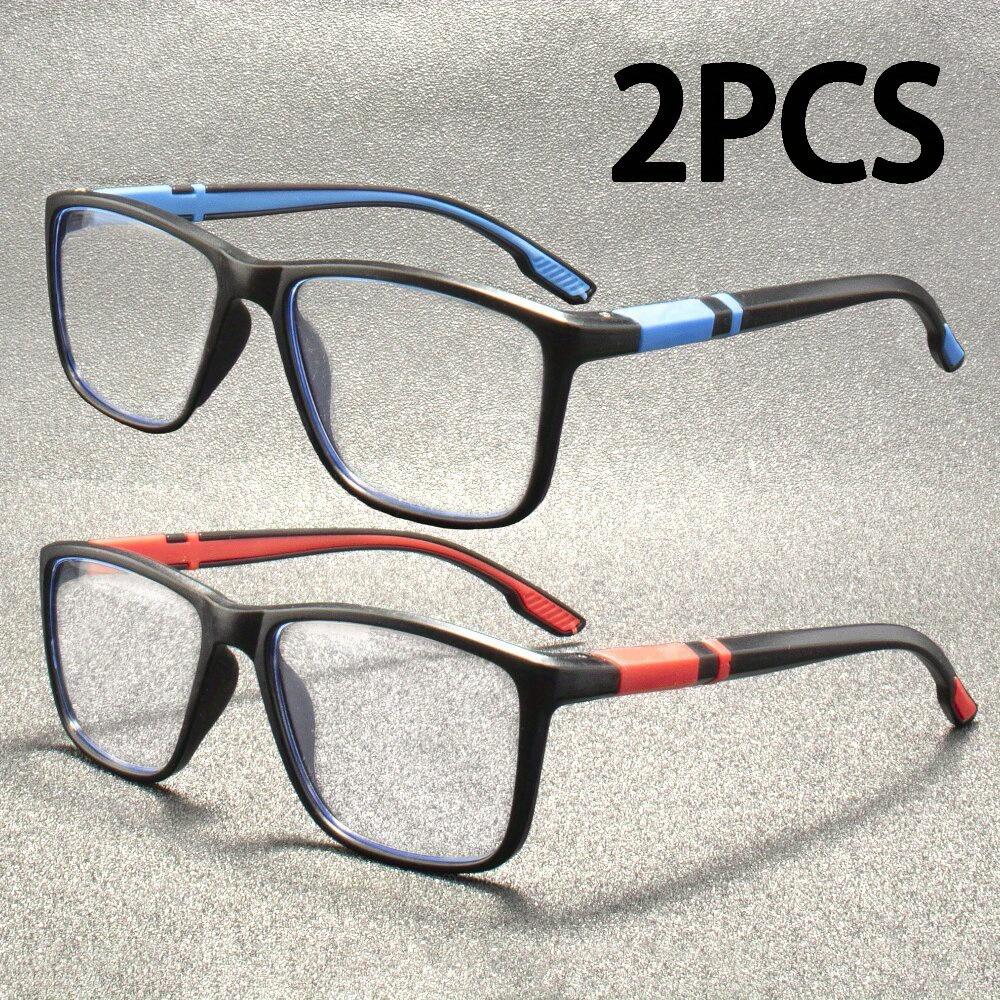 

2 шт. очков для чтения в спортивном стиле ZXRCYYL для мужчин и женщин, легкие противоскользящие очки для пожилых людей с линзами по рецепту, синие