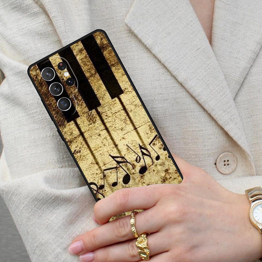 Piano Keys Vintage Music Notes Cell Phone Case for Samsung Galaxy S26 Ultra S25 S24 S23 S22 S21 S20 Note10 Cover