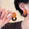 Retro Brown Wooden Stud Earrings – Niche High-End Autumn Jewelry for Women