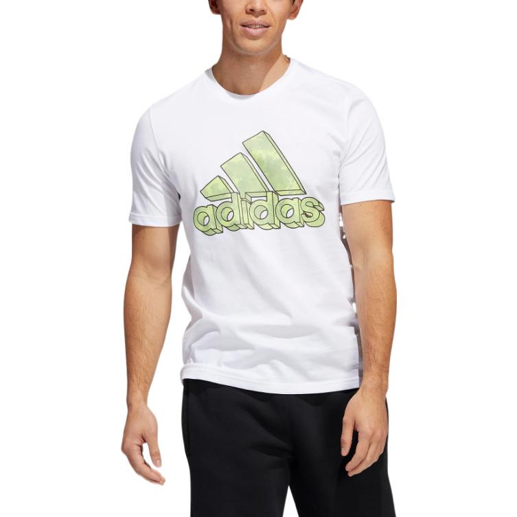 Adidas Alphabet Logo Sport Crew Neck Short Sleeve T-Shirt Men Tops White HE4793