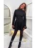 2025 Autumn High Neck Long Sleeve Black Short Dress for Women