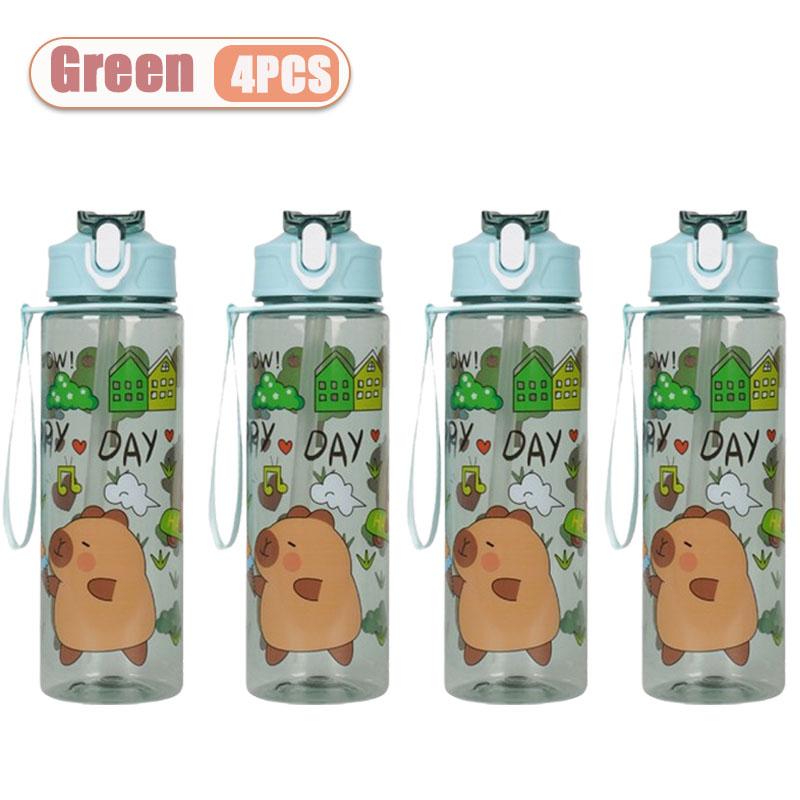 1-10PCS Capybara Cartoon Water Bottle with Straw for Gift Lightweight Dishwasher Round Reusable Whimsical Design