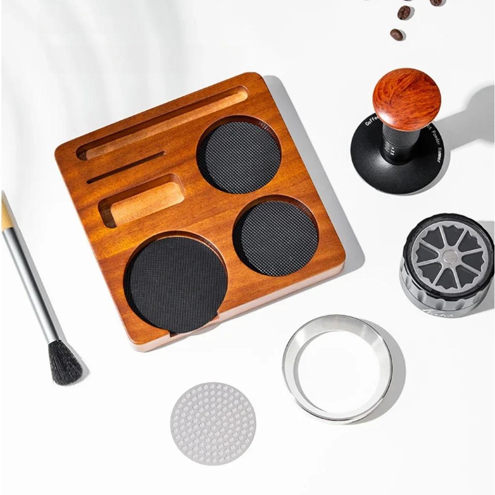6pcs/set Espresso Tamper Set 16cm Espresso Tamper Kits Wood Tamping Station Distributor Dosing Funnel Brush Coffeeware Parts
