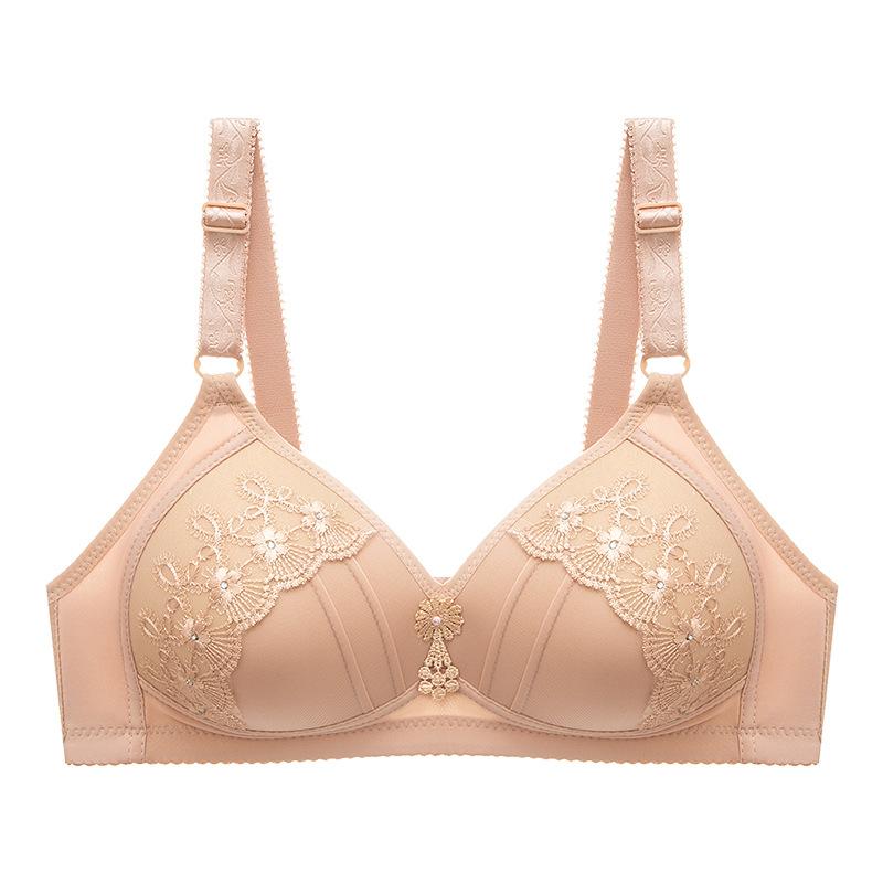Women's Thin and Oversized Bra Without Steel Rims, Red Bra, Adjustable Side Cinching Accessory Push Up Bra
