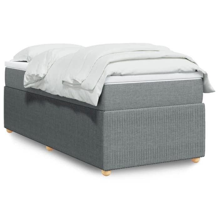 VidaXL Slatted Bed Base with Mattress Light Grey 90x200 Cm Fabric 3285539