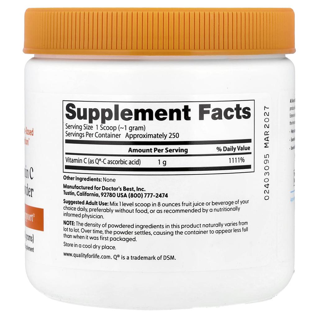 Doctor'S Best, Pure Vitamin C Powder with Q®-C, 250G(8.8Oz)