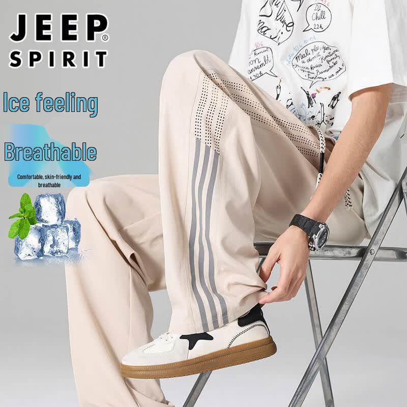 JEEP SPIRIT Men s Ice Silk Casual Straight Pants 6XL