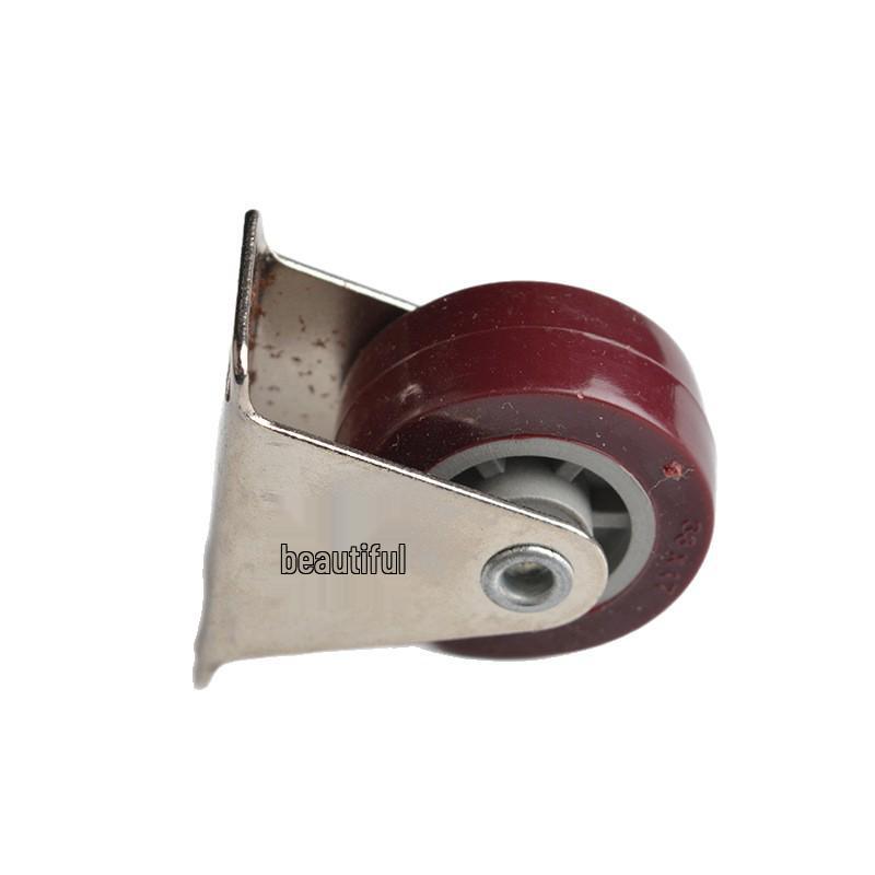 1.5-inch Red Polyurethane Fixed Wheel with Chrome Bracket, Universal Directional Caster Swivel