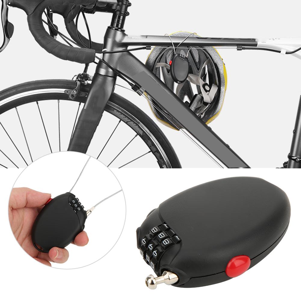 L 01 Black Mini Multi Function Bicycle 3 Digit Password Steel Cable Lock Bike Anti Theft Wire Lock