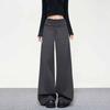 Dark Gray Wide Leg Pants Women Korean Simple Office Lady Loose Button Trouser High Waist Casual Female Vintage Spring Pants