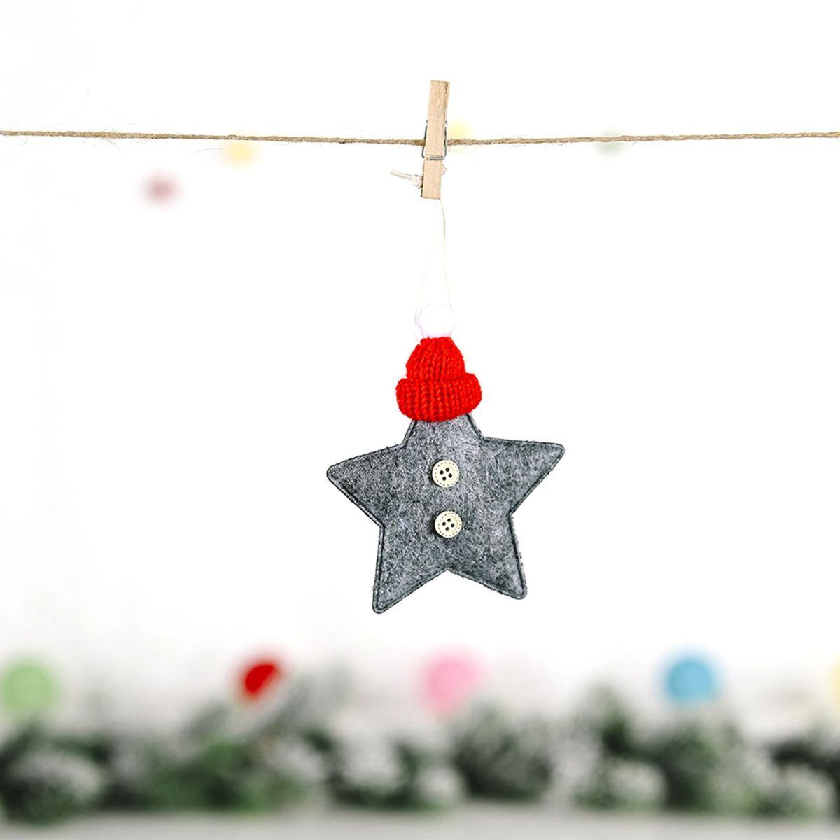 

Wool Felt Handmade Crafts Knitted Hat Hanging Pendant Christmas Tree Decoration Stars Ornaments grey