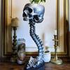 A96I-Resin Skull Planter & Spine Stand Set, Polyresin Skulls Pot, Halloween Decoration Retro Human Skull Head Flower