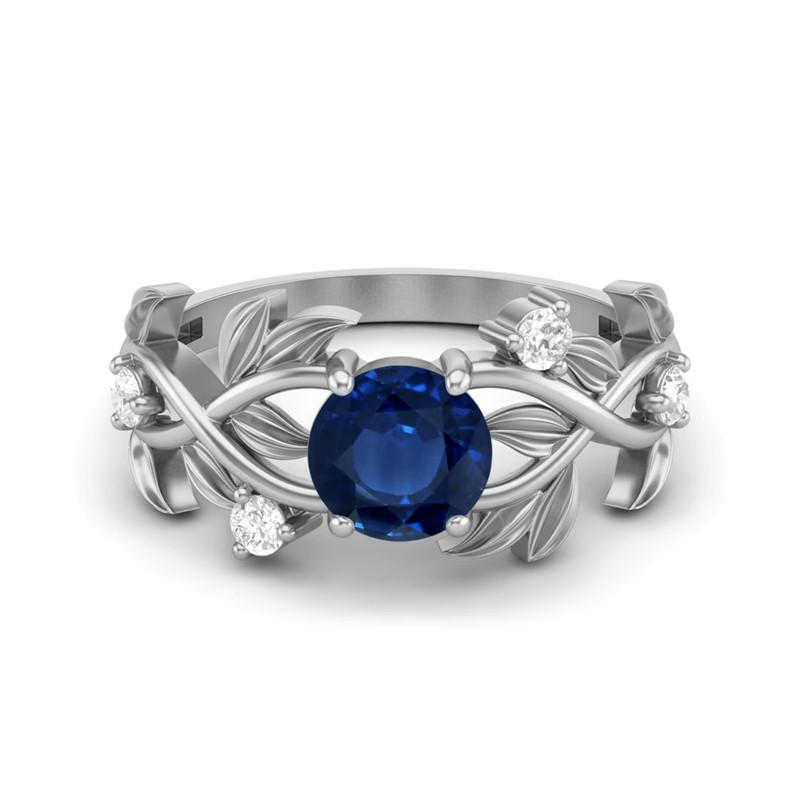 6MM Round Natural Blue Sapphire Gemstone 925 Sterling Silver Solitaire Ring