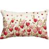 AVOIN Colorlife Valentine's Day Red and Pink Love Heart Throw Pillow Cover, 12 X 20 Inch Golden Leaves Anniversary Wedding Cushion Case Decoration
