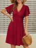 Summer Floral Wrap V-Neck A-Line Dress for Women