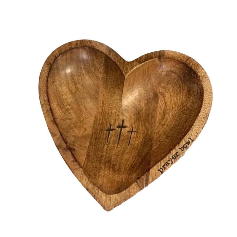 New Heart-Shaped Prayer Bowl & Message Cards, Wooden Mindful Gift for Gratitude,  Blessings, Healing & Emotional Connection
