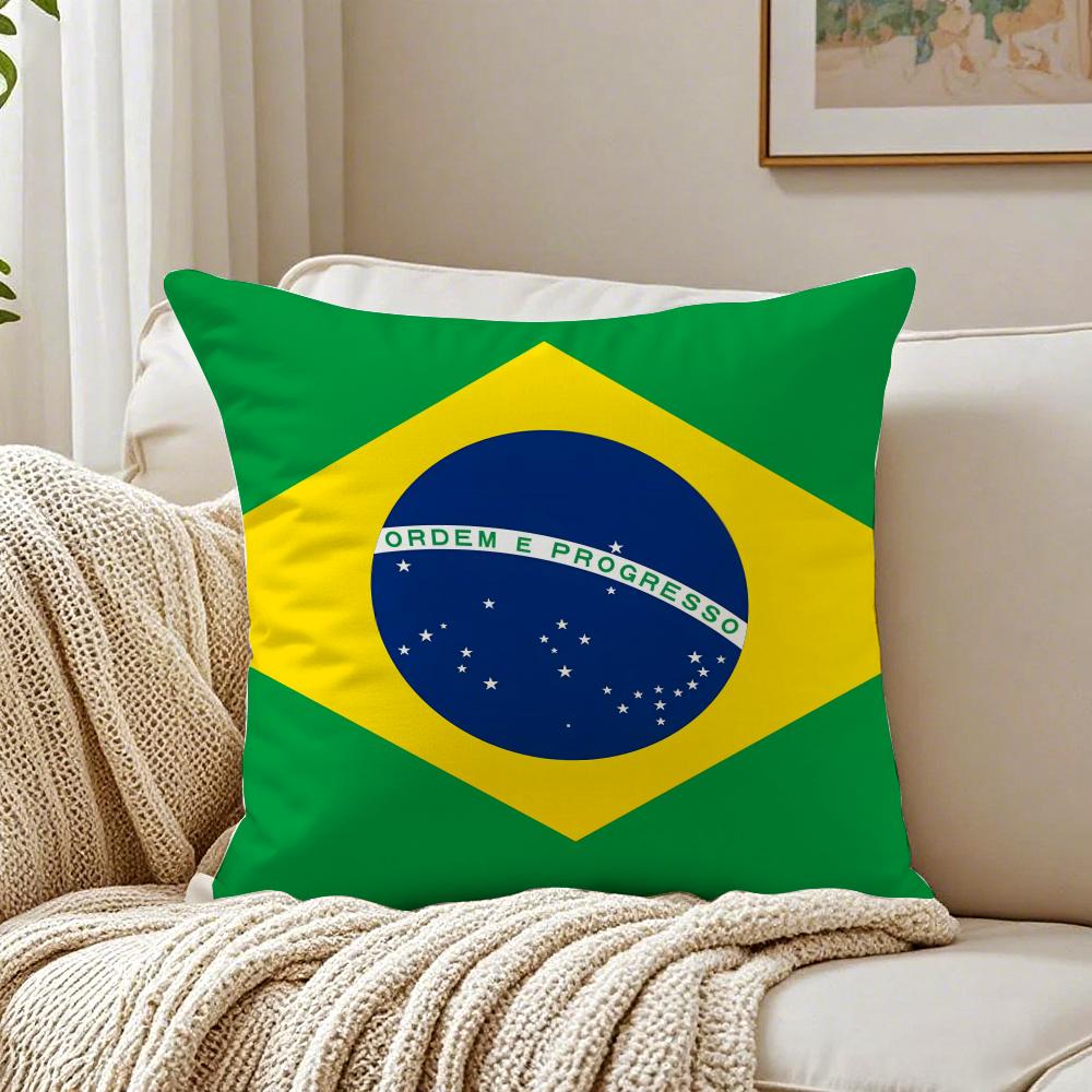 Federa per Cuscino Bandiera del Brasile Lino Minimalista Morbida per Divano Letto Decorazione Stanza Casa