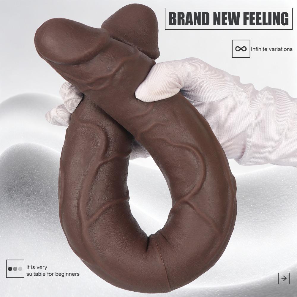 Double-Ended Dildo Silicone Realistic Vibrating Anal G-spot Toy for Women Gay Couples