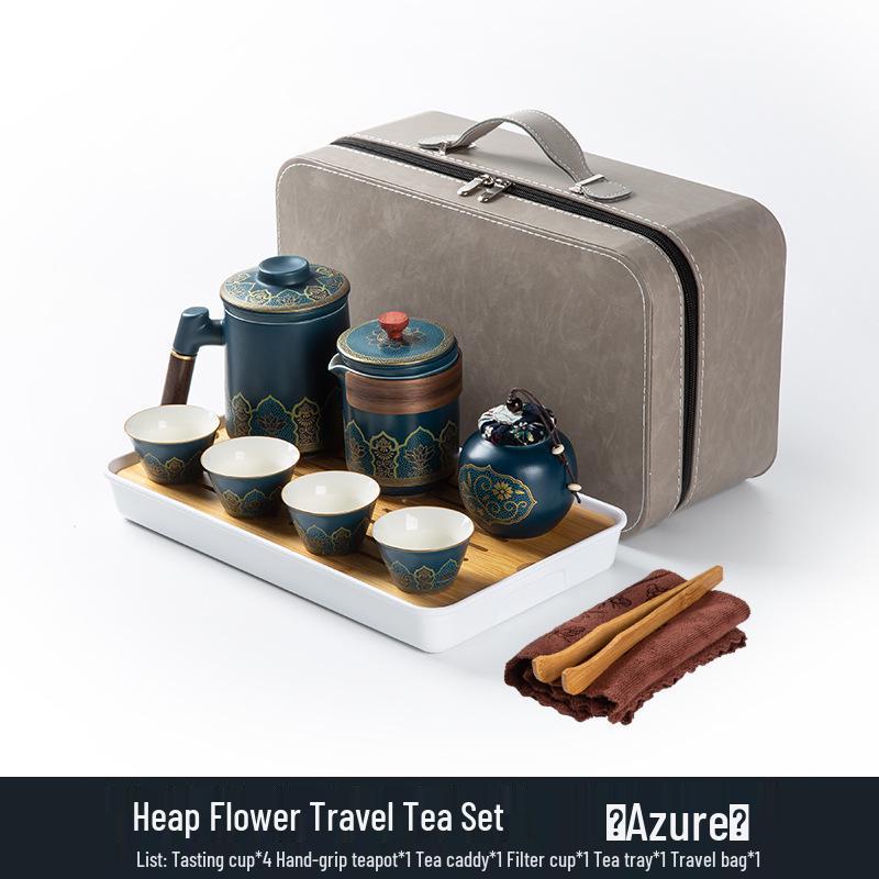 Portable Ceramic Gongfu Outdoor Tea Set with Kuaike Cups - Ideal for Business Gifts and Travel.