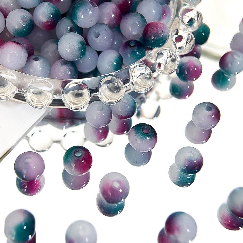 100pcs Glass Gradient Beads Multi Color Round 8mm Loose Spacer Beads for DIY Craft Bracelet Necklace Jewelry Making Findings