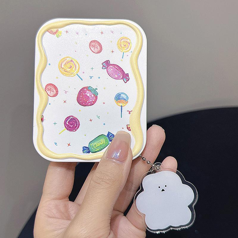Cartoon Bow Love Heart Portable Mirror Comb Set Foldable Creativity Student Cartoon Mirror And Hair Comb Girls Gifts