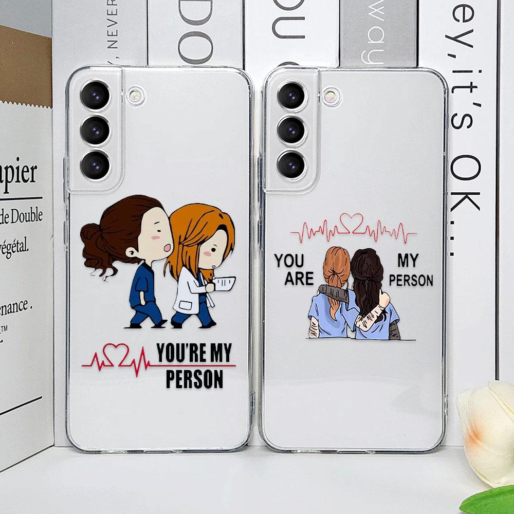 Cartoon Greys Anatomy You Are My Person Clear Phone Case for Samsung Galaxy S25 S24 S23 Ultra S22 Plus S21 FE Soft Covers Fundas