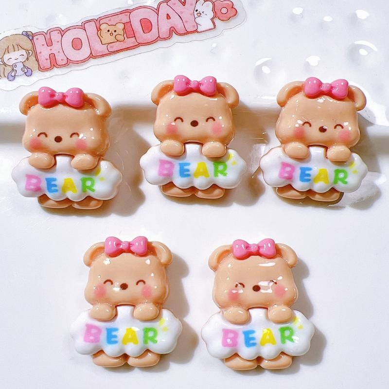 10Pcs New Kawaii Cartoon Animal Good Night Little Bear Series Resin Scrapbook Diy Jewelry Children Gift Hairpin Accessories A83