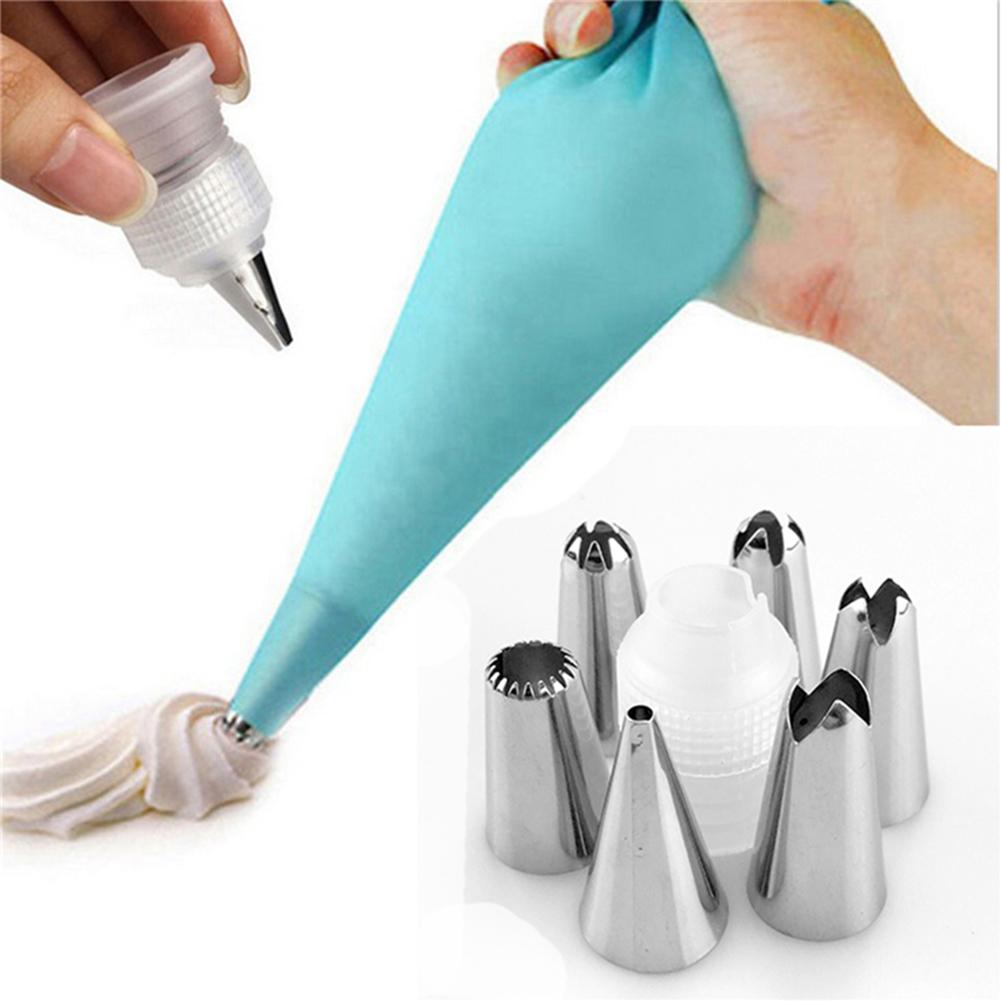 16 Pcs 430 Stainless Steel+PP+TPU Reusable Piping  Bag  Set With Piping Tip Converter Sustainable Professional Accessories For Cakes Baking