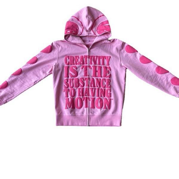 

Кардиган с капюшоном с принтом, длинная молния, свободный, мужской и женский, модный свитер-куртка Y XXXL розовый