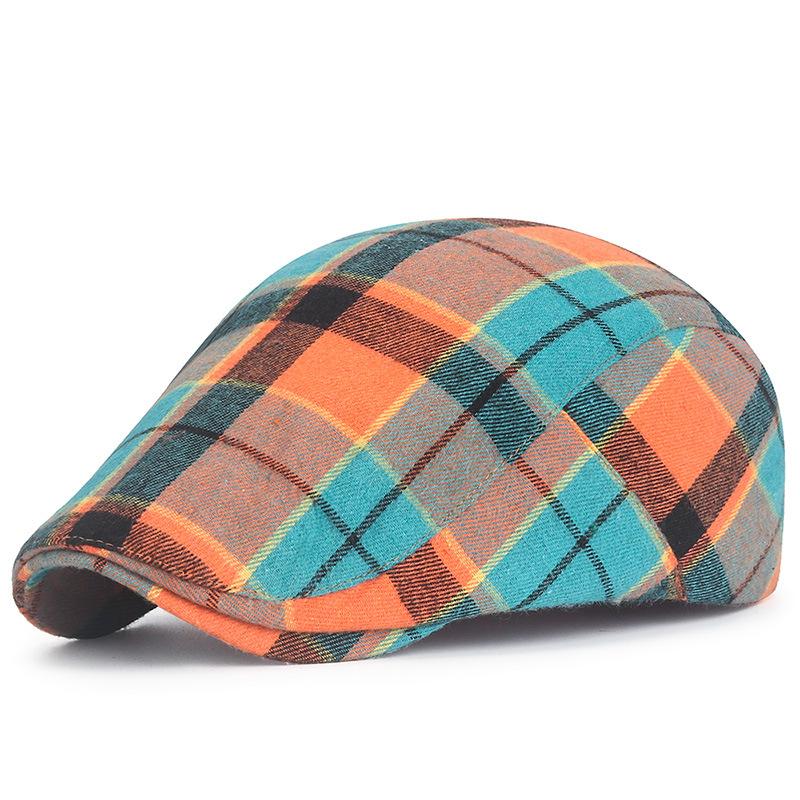 Fashion Fine Stripe Lattice Berets Hat Women Men Spring Summer Plaid Visors Red Green Blue Duckbill Herringbone Flat Cap