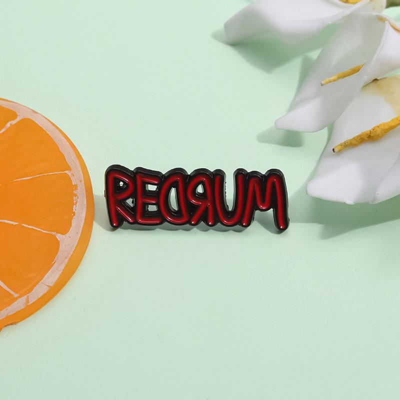 REDRUM Enamel Pin Custom Red Letter Horror Movie Inspiration Brooch Lapel Backpack Badge Halloween Jewelry Gift For Friends