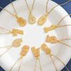 European Number 0-9 Pave Pendant Necklace In Electroplated Gold