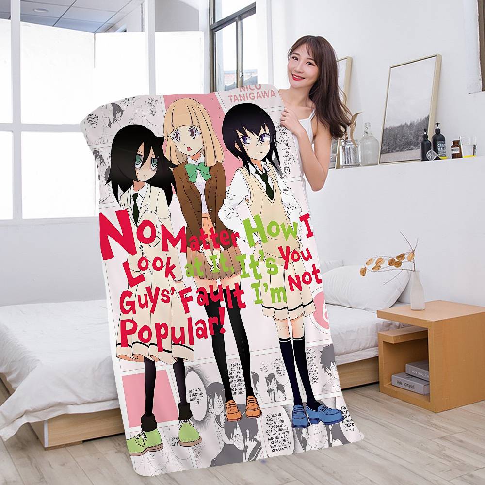 Anime Watamote Kuroki Tomoko Anime Beach Swimming Towel Soft Absorbent Washcloth Children's Gifts For Kids Travel Camping Gym