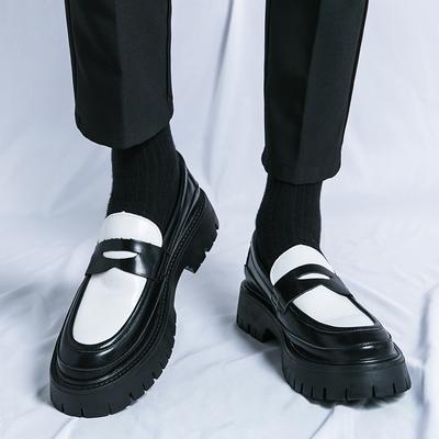 Modne męskie mokasyny z okrągłym noskiem Modne i trendy męskie style w stylu angielskim Impreza ślub casual biznes Buty na grubej podeszwie
