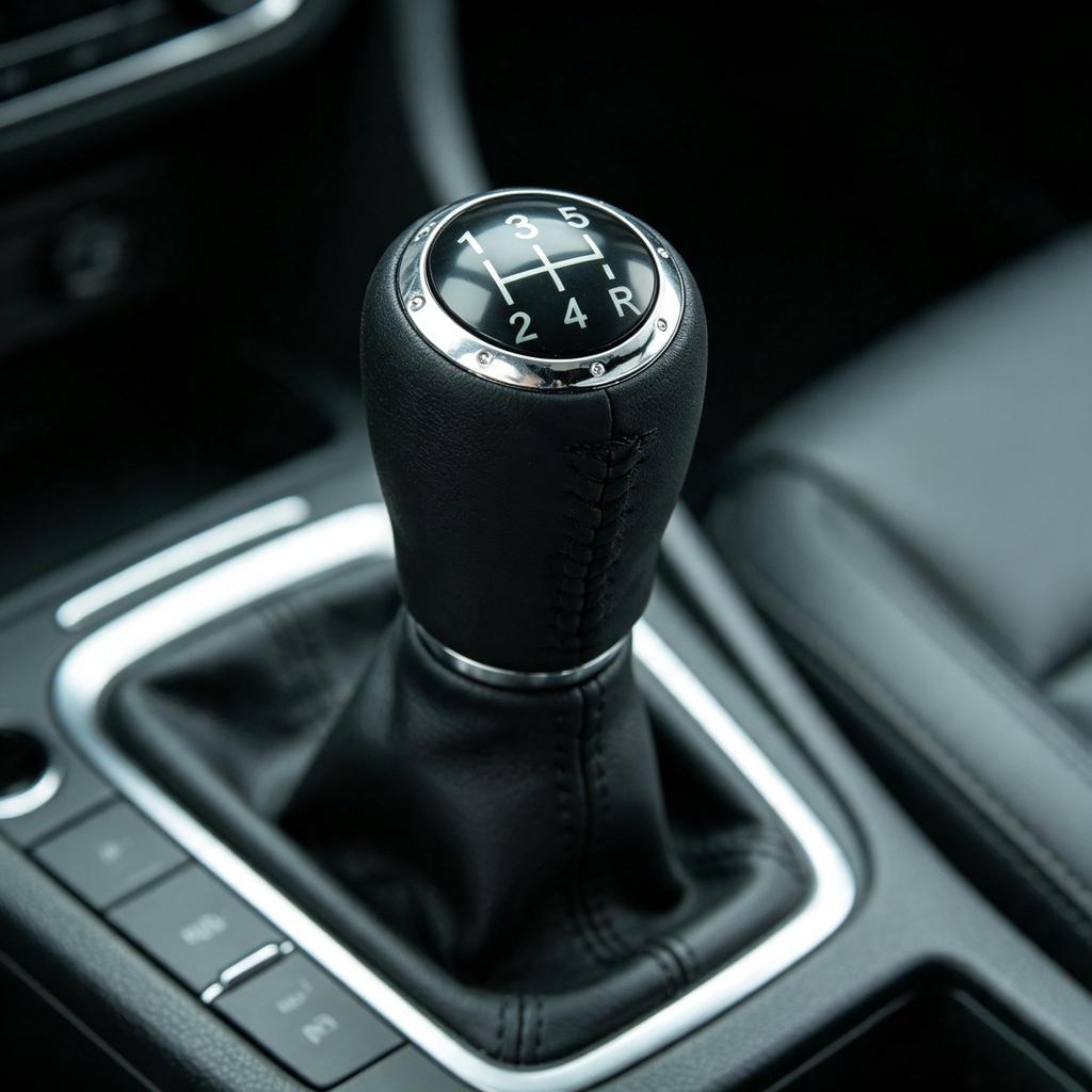 Lunsom Shift MT Car Shift Leather Shift Suitable for Manual Transmission Cars 5-Speed Knob, Lever, Knob, (Black Stitching)