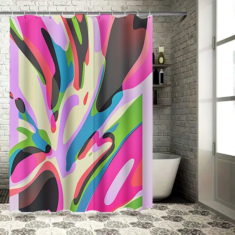 Abstract Colorful Shower Curtain for Bathroom Home Decor - Vibrant Artistic Design Waterproof Bath Mat Complimentary hook