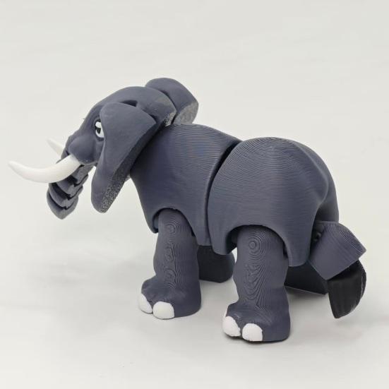 3D Printed Elephant Figurine Movable Joints Simulated Elephant Stress Relief Animal Fidget Toy Home Office Desktop Decoration Ornament