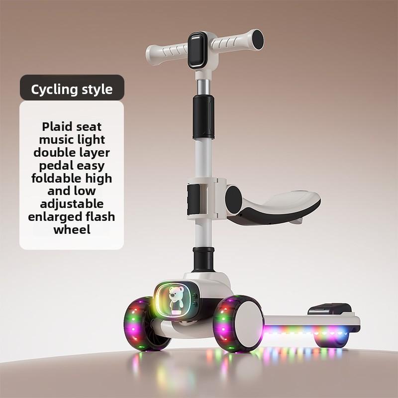 Outdoor New Riding Scooter Big Model Teenage Mobility Scooter Flash Toy Car Folding 2-In-1 Multi-Function Pedal Scooter Folding