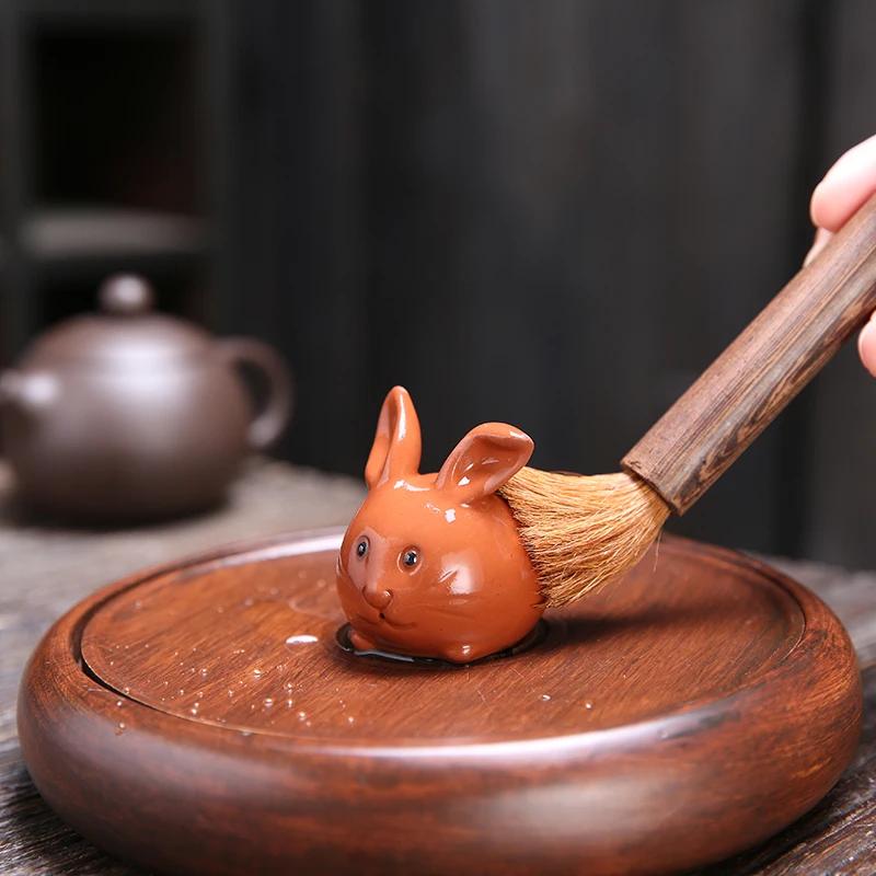 Kreativní fialová hlína Čajová zvířátka Krásná socha králíka Ornament Ručně vyráběné sochařské řemeslné výrobky Domácí čajová souprava Dekorace Umění