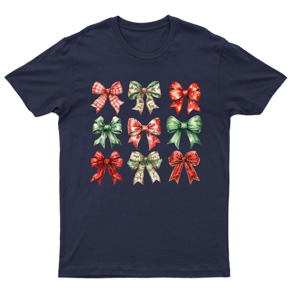 Christmas Bows Festive Holiday TShirt Unisex Gift Retro Seasonal Funny Xmas
