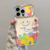 Graffiti Smiley Face Mirror Bracket Is Suitable for Apple 13promax Mobile Phone Case 16e Electroplating Window 15 Advanced Sense 14