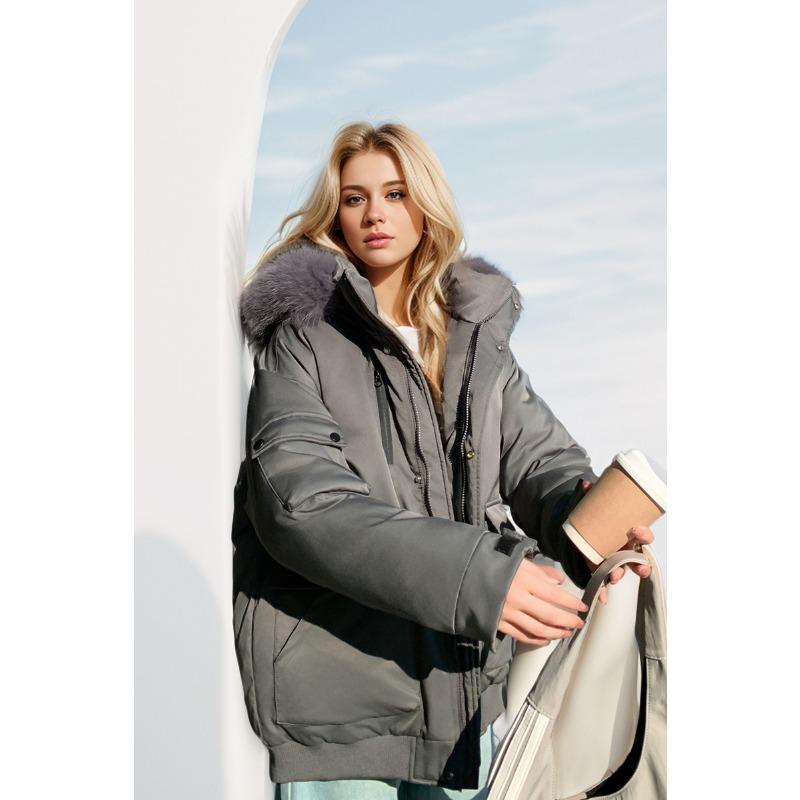 GMXIA Dame Vintage Casual Ensfarget Trykk Høst Vinter Langermet Hettejakker & Kåper