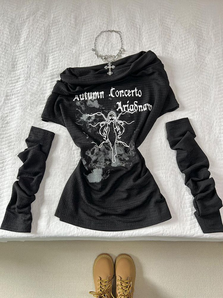 

Летние готические облегающие черные футболки с принтом для женщин, горячая девушка Y2k, новые футболки с коротким рукавом, женская уличная ретро-эстетическая одежда S чёрный