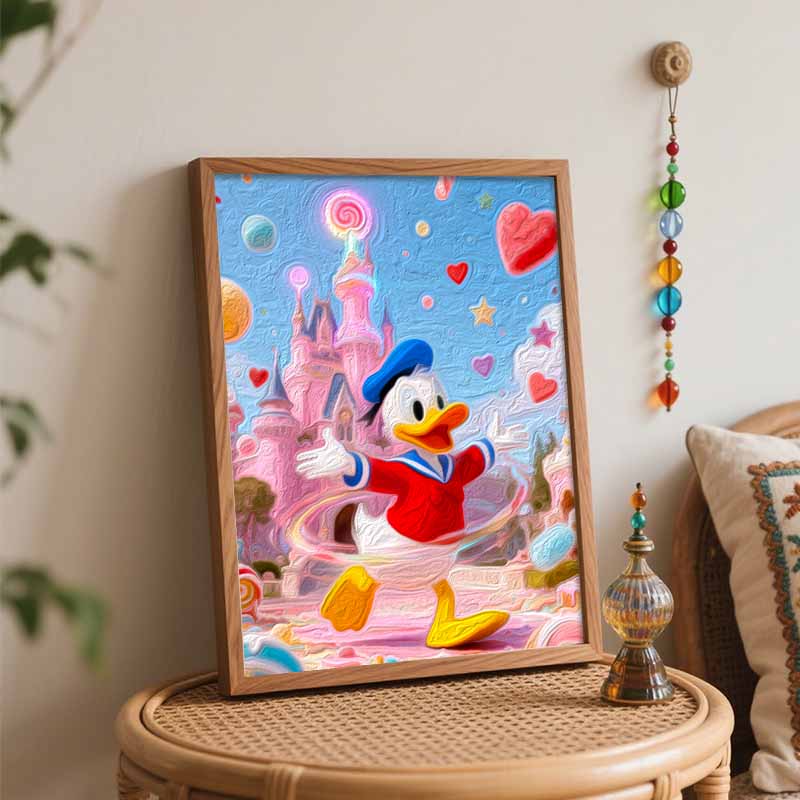 Disney Digital Oil Painting Art Kit Donald Duck Candy Castle Handmade Coloring Painting Home Decor