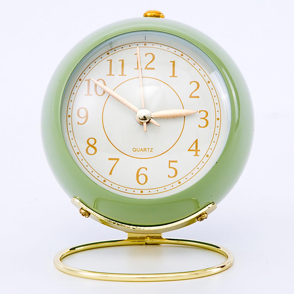 European Style Metal Clock Ingenious Mute Round Children Electronic Quartz Alarm Clock for Living