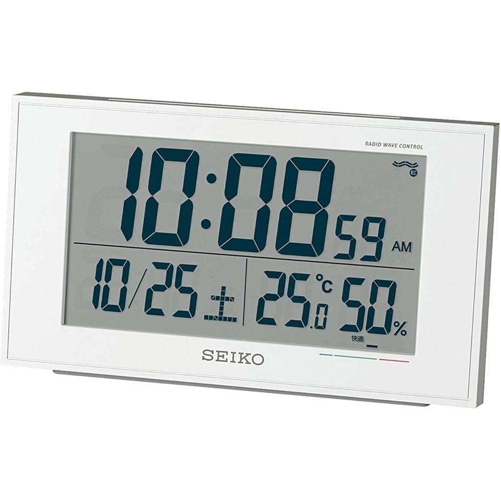 Seiko Clock, Table Clock, Alarm Clock, Radio-Controlled, Digital, Calendar, Comfort Level, Temper...