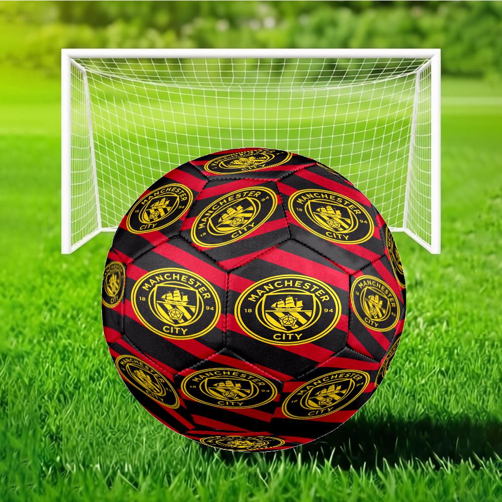 City Football Club Printed Size 5 Soccer Ball - Durable, Machine-stitched, Soft and Comfortable, Suitable for Training and Matches Gift