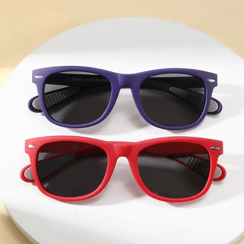 Fashion Square Children Sunglasses Baby Sunshade Silicone TPEE Frame Glasses Girl Boy Outdoors Polarized Shades UV400 3-12 s